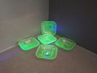 5x Uranium Glass Saucers - 2