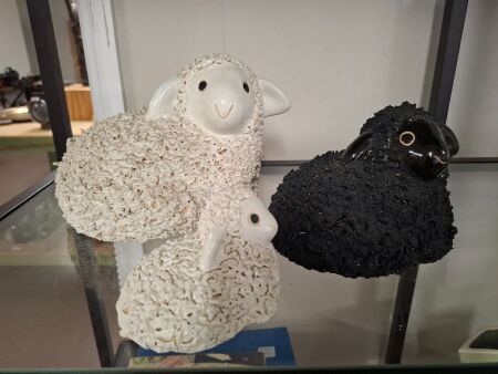 Three Pottery Graduating Sheep