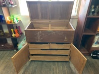 Large Camphor Laurel Chest with Lift Lid Box at Top and Linen Press Doors at Bottom - 2