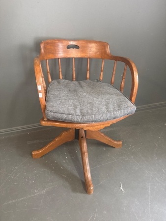 Antique Spindle Back Captains Chair on Swivel Base