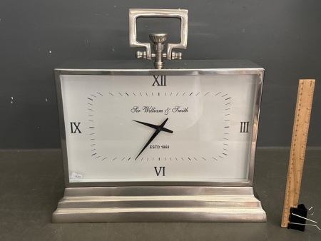 William & Smith Statement Clock White & Silver