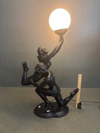 Vintage Art Deco Lamp Featuring a Sculptural Design Dancing Couple