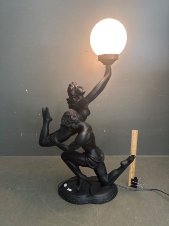 Vintage Art Deco Lamp Featuring a Sculptural Design Dancing Couple