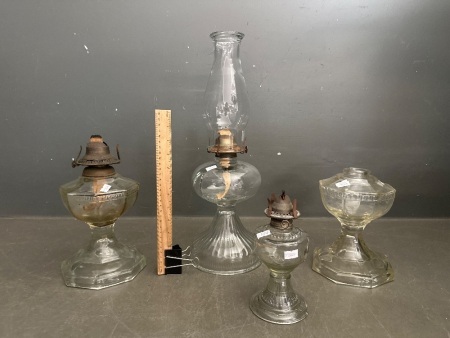4 Clear Glass Oil Lanterns