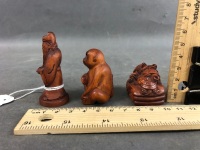 3 Carved and Signed Boxwood Netsuke - 2