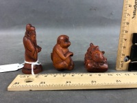 3 Carved and Signed Boxwood Netsuke - 4