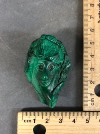 Carved Malachite Native American Indian Head