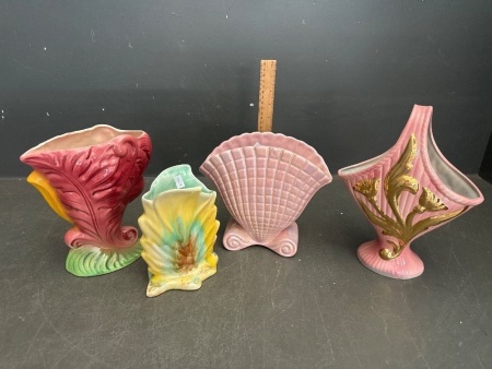4x Colourful Iridescent Vases