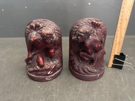 Vintage Tribal Carved Book Ends