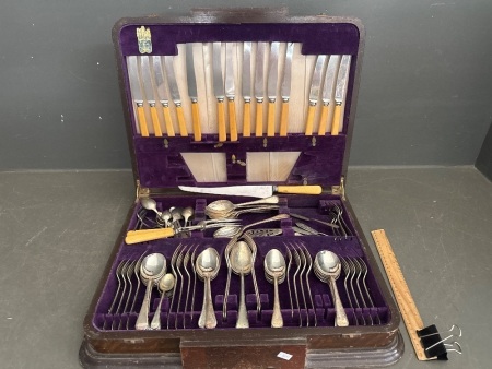 Large Incomplete Boxed EPNS Cutlery Set
