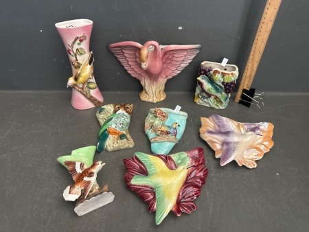 Lot of Art Deco Animal Themed Wall Vases