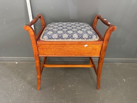 Upholstered Timber Piano Stool with Under Seat Storage