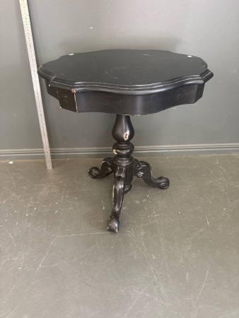 Painted Black Side Table with Fluted Edges