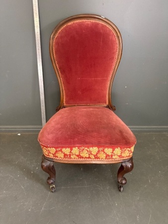Velvet Upholstered Bedroom Chair on Original Casters