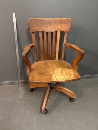 Wooden Swivel Captains Chair