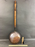 Antique Copper Bed Warming Pan on Turned Wooden Handle