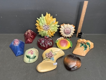 Large Lot of Floral Themed Wall Vases