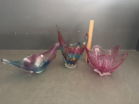 3 Pieces of Japanese Art Glass