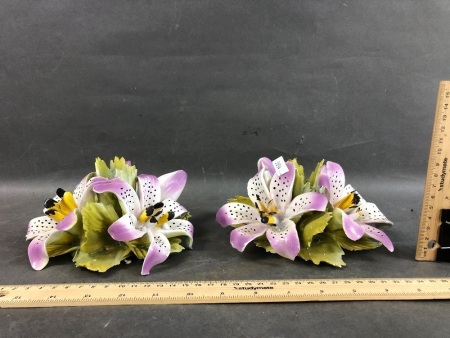 Pair of Vintage Boxed Capodimonte Lillies