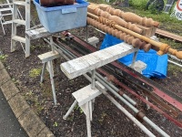 Pair of Galvanised Steel Adjustable Saw Horses - 2