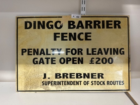 Dingo Barrier Fence Sign