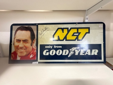 Signed Brabham Goodyear Metal Sign