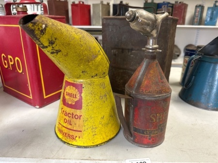 Shell Oil Half Gallon Pourer & Cylinder Lubricant Oil Dispenser RD 17796