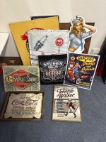 Large Lot of Mixed Metal signs & Mirrors
