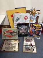 Large Lot of Mixed Metal signs & Mirrors - 2