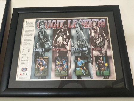 Origin Legends Brett Kenny, Mal Meninga, Peter Stirling & Wally Lewis Signed