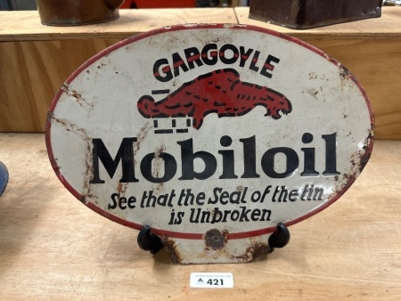 Gargoyle Mobileoil Enamel Sign