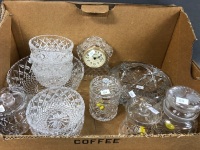 Lot of Asstd. Glass & Crystal inc, Clock, Pickle Jars etc - 2