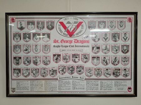St George Dragons 1921 - 1996 Honour Roll Print 302/500