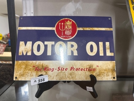 Enamel Neptune Motor Oil Sign