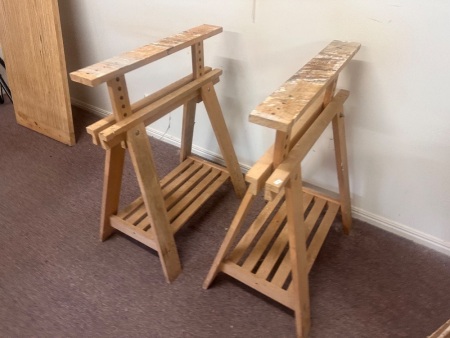 2 x Adjustable Wooden Trestles
