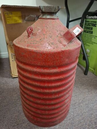 Vintage Red Fuel Can - Metal with Brass Top