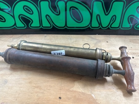 2 Vintage Pumps 1 x Brass 1 x Copper Plus Brass Injector