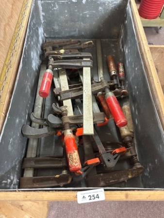 Box of Assorted Wood Clamps