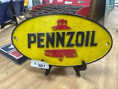 Cast Iron Pennzoil Sign