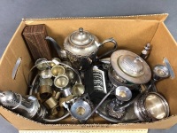 Large Asstd Lot of Silver Plate inc. Napkin Rings, Toast Racks, Cruet, Tray, Coffee Pot Etc - 2