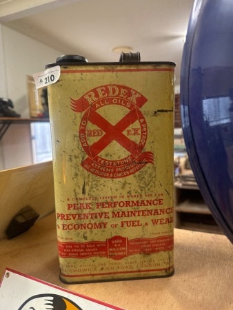 Vintage Redex 1 gal Oil Tin