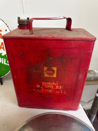 Shell Motor Oil de-Bossed 2 gal oil tin