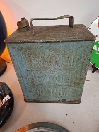 Benzole de-Bossed 2 gal oil tin