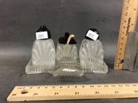 Art Deco Pressed Glass & Bakelite Cruet Set