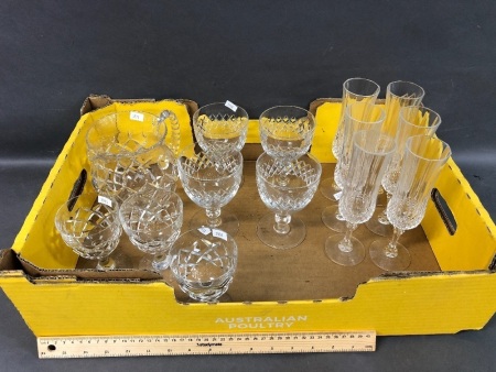 Box Lot of Quality Vintage Crystal Goblets & Flutes