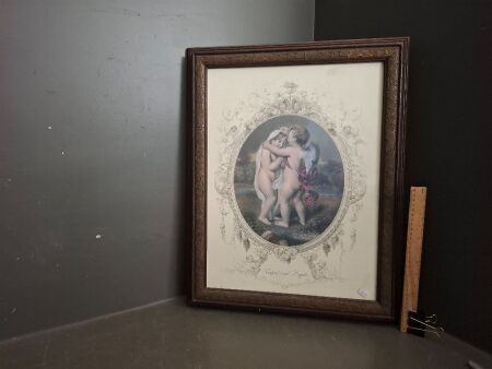 Cupid & Psyche in Antique Frame