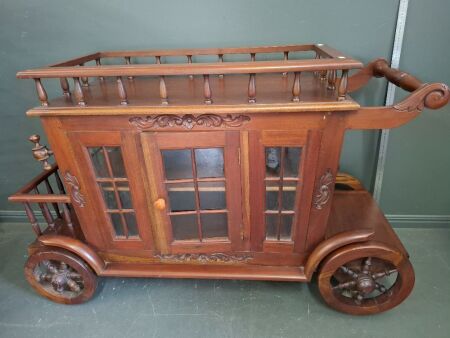 Vintage Stagecoach Wooden Bar Cart&nbsp;