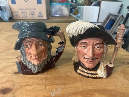 Royal Doulton Aramia D6441 & Rip Van Winkle D6438 Character Jugs