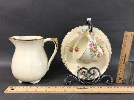 Vintage Meakin Trio on Stand + Milk Jug