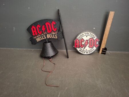 ACDC Hells Bells Cast Iron Bell + ACDC High Voltage Cast Iron